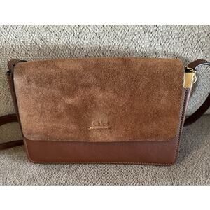 Chloé Faye Suede Shoulder Bag Brown Crossbody Genuine Leather